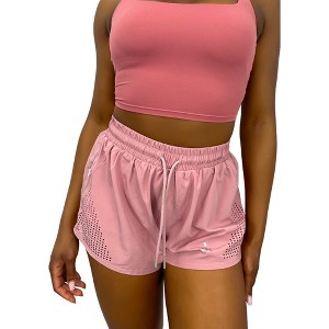 Anna-Kaci Active Women's Lazer Perforated Running Shorts Gym Athletic With Pockets Shorts - 1 of 4