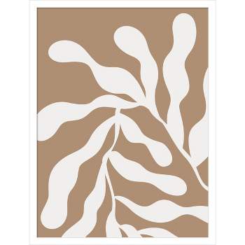 19" x 25" Retro Matisse Inspired Abstract Botanical Beige by The Creative Bunch Studio Wood Framed Wall Art Print - Amanti Art