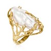 Ross-Simons 10x24mm Cultured Baroque Pearl Ring With Diamond Accents in 14kt Yellow Gold - 3 of 4
