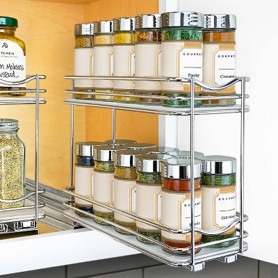 Lynk Professional Slide Out Vertical 6.25 Double Metal/wood Spice Rack  Silver : Target