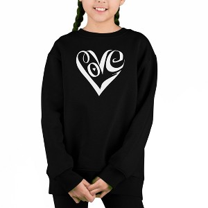 LA Pop Art Script Love Heart - Girl's Word Art Crewneck Sweatshirt - 1 of 3