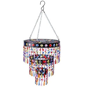 Wind & Weather Colorful Beaded Three-Tier Solar-Powered Mini-Chandelier Metal Light - 1 of 3