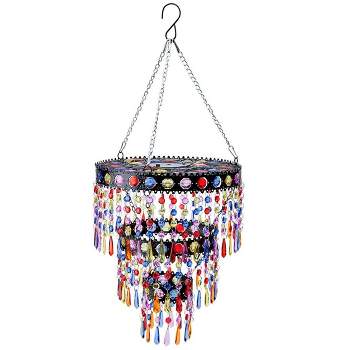 Wind & Weather Colorful Beaded Three-Tier Solar-Powered Mini-Chandelier Metal Light