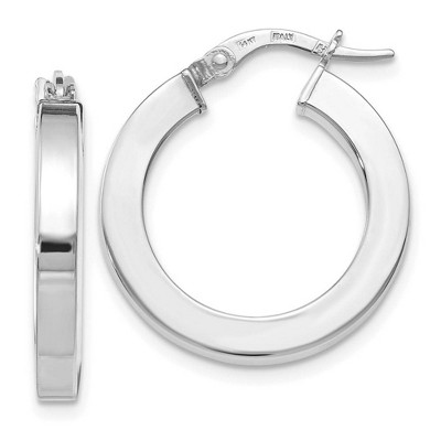 Black Bow Jewelry 3mm x 21mm (13/16 Inch) Polished 14k White Gold Square Tube Hoops