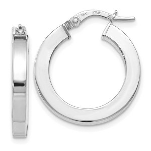 Black Bow Jewelry 3mm x 21mm (13/16 Inch) Polished 14k White Gold Square Tube Hoops - 1 of 4