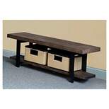 48" Pomona Solid Wood and Metal Entryway Bench Brown - Alaterre Furniture