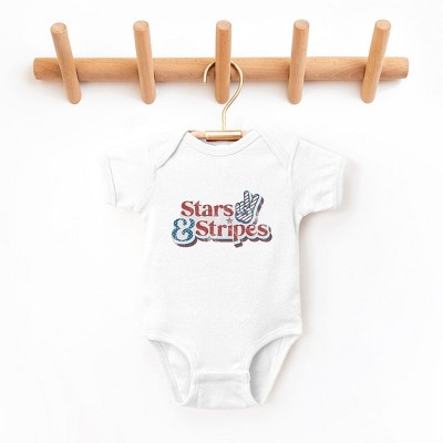 The Juniper Shop Stars and Stripes Distressed Baby Bodysuit