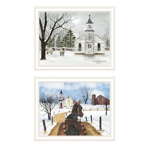 2- Piece Vignette Sleigh Bells Ring White Framed Wall Art for Living Room, Bedroom Wall Art Print for Home Decor by Billy Jacobs - 1 of 4