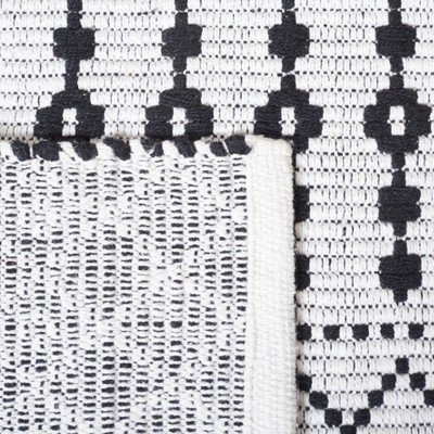 Bohemian Nomad Black and Ivory Cotton Flat Weave Rug - 27"x9"