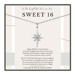 HOPE LOVE SHINE Sweet 16 Necklace – 16th Birthday Gift for Niece, Daughter or Granddaughter Gold or Silver - 1 of 4