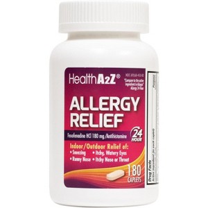 HealthA2Z – Fexofenadine HCl 180 mg Allergy Relief Antihistamine – 24 Hour Indoor/Outdoor - 180 Caplets - 1 of 4