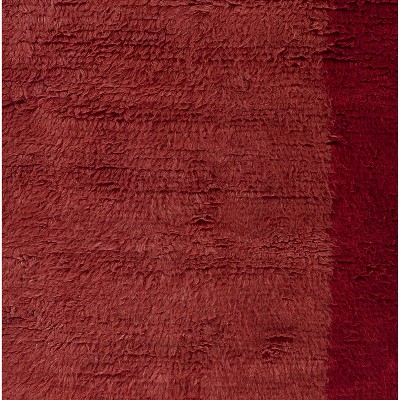 Handmade Red Wool Rectangular Geometric Rug 5 ft x 8 ft