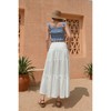 Women's Tiered Maxi Skirt High Waist Smocked Ruffled Boho Long Skirt - 3 of 4