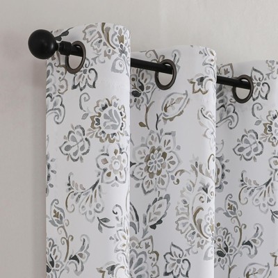 Kate Aurora Bradenton 1 Piece Grommet Top Light Filtering Paisley Floral Window Curtain Panel