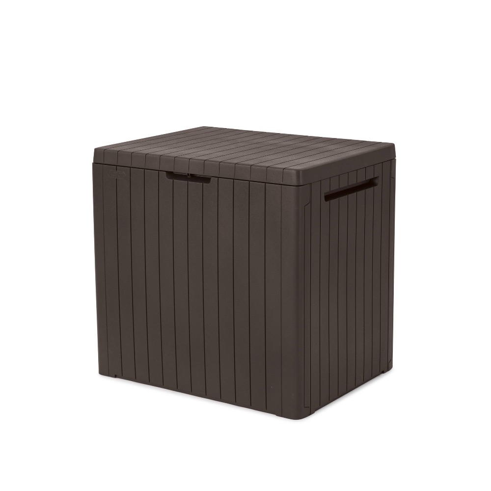 Keter 30gal City Resin Deck Box Brown: All-Weather Patio Bench & Bin Storage