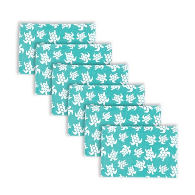 Beachy Turquoise and White Cotton Turtle Placemat Set of 6