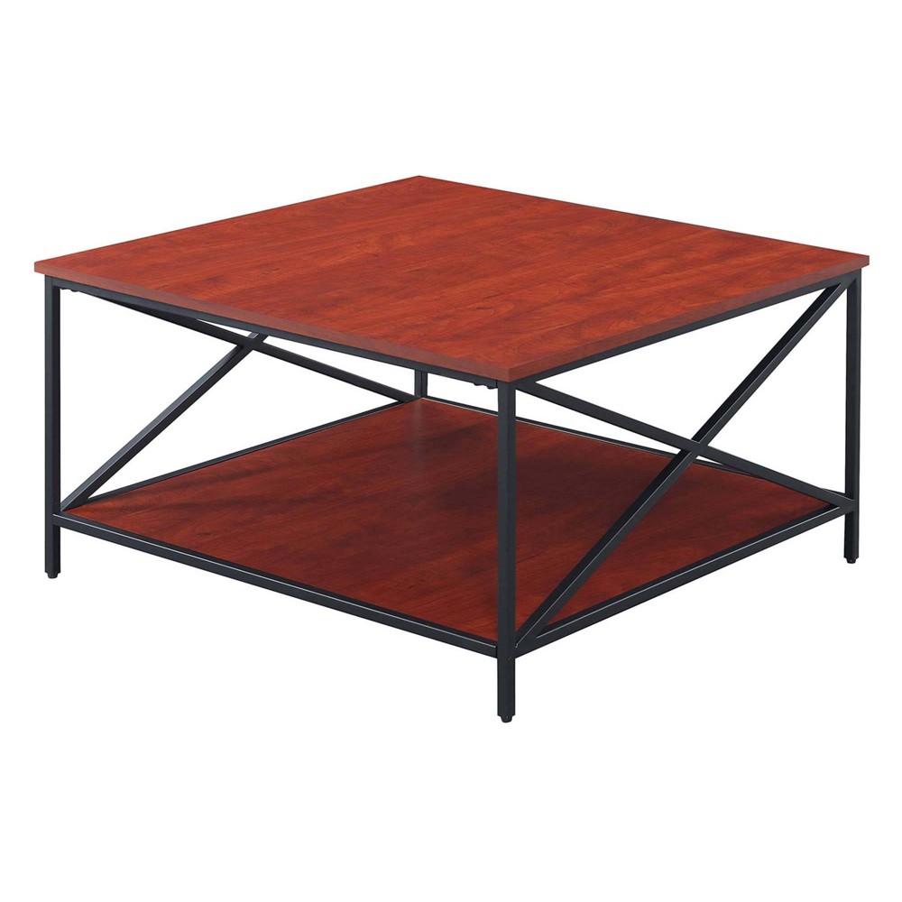 Photos - Dining Table Tucson Metal Square Coffee Table with Shelf Cherry/Black - Breighton Home