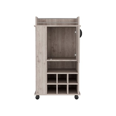 Vynxaria Bar Serving Carts, Gray 6-Bottle Wine Rack with Casters