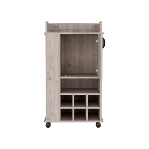 Vynxaria Bar Serving Carts, Gray 6-Bottle Wine Rack with Casters - 1 of 4