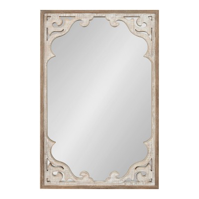 Shovali Rustic Brown 22x34 Ornate Wood-Carved Wall Mirror