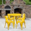 Flash Furniture Commercial Grade 30" Round Metal Indoor-Outdoor Table Set with 4 Arm Chairs - 2 of 4