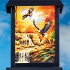 Collections Etc Solar Powered Bald Eagles Fall Scene Lantern with Shepherd's Hook - 3 of 3