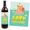 Big Dot of Happiness Capy Birthday - Capybara Party Decorations for Women and Men - Wine Bottle Label Stickers - Set of 4 - 3 of 4