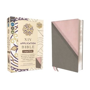 NIV Application Bible, Large Print, Leathersoft, Pink/Gray, Red Letter, Comfort Print - (NIV Application Commentary Resources) by  Zondervan - 1 of 1