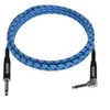 Monoprice Braided Cloth 1/4 Inch (TS) Guitar/Instrument Cable Cord - 10 Feet- Blue with One Right Angle Connector - 3 of 4