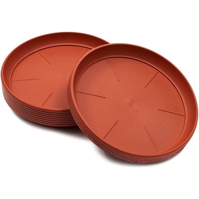 Juvale 12 Pack Round Terra Cotta Plastic Plant Pot Saucer Drip Trays for Indoor Outdoor Planter Base 9 in