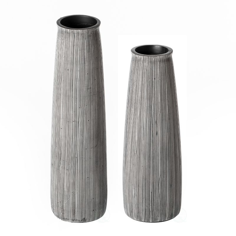 Uniquewise Grey Striped Round Table Centerpiece Flower Vase Display Modern Home Decor Accent for Living Room Dining Room Kitchen Decoration, Set of 2, 5 of 8