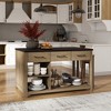JUJABU Extendable Retro Kitchen Island with Storage, Drawers, Open Shelves and Built-In Power Outlets - 3 of 4