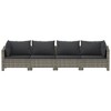 vidaXL 4 Piece Patio Lounge Set with Cushions Gray Poly Rattan - 4 of 4
