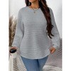 Women's Plus Size Basic Crewneck Sweatshirt Soft & Comfortable Casual Pullover Cozy Warm Winter Fashion Top - 3 of 4