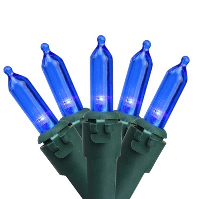 Northlight 50-Count Blue Mini LED Christmas Lights, 16.25ft Green Wire