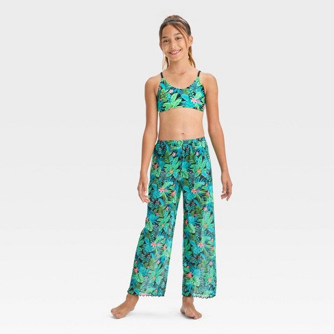 Girls' 'sun Seeker' Floral Printed Bikini Swim Top - Art Class™ Green :  Target