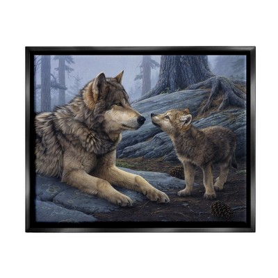 Stupell Industries Wolf & Cub Woodland Forest Framed Canvas