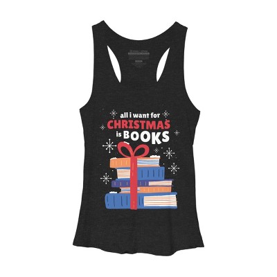 Women's Design By Humans Christmas books By ArtStyleAlice Racerback Tank Top