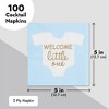 Blue Panda 100-Pack Baby Shower Napkins for Boy - "Welcome Little One" Baby Boy Party Decorations (Light Blue, 5x5 In) - 3 of 4