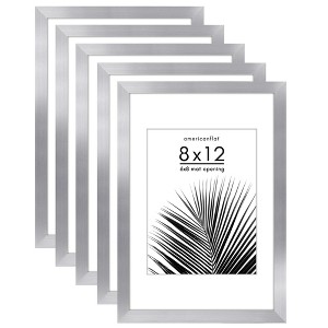 Americanflat 5 Pack of Picture Frames with Mat - Plexiglass Cover - 1 of 4