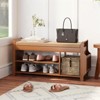 ELECWISH Bamboo Shoe Bench with Storage - 2-Tier Shoe Rack, Hidden Storage & Side Organizer, Brown - 2 of 4