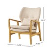 Mid-Century Modern Arm Chair with Accent Pillow, Button-Tufted Wingback Chair, Accent Chair with Birch Wood Legs -Christopher Knight Home - 3 of 4
