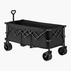 VEVOR Foldable Wagon with Extended Tailgate, 450lbs & 300L Large Capacity Collapsible Wagon Cart, Heavy Duty Folding Utility Carts, Black - 1 of 4