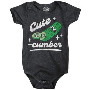 Cute Cumber Baby Bodysuit Funny Sarcastic Cucumber Graphic Novelty Jumper For Infants - Crazy Dog Baby Bodysuit Black 6 Months - 1 of 4