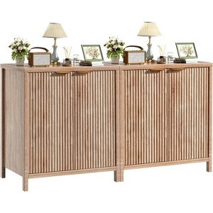 MaseiKarSideboard Buffet Set of 2, 31" Storage Cabinet with 2 Doors and Adjustable Shelves, for Dining, Kitchen and Living Room - Oak - 1 of 4