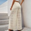 Coolmee Women Casual Sexy High Waist loose Sheer Lace Wide Leg Pants With Pocket - 3 of 4
