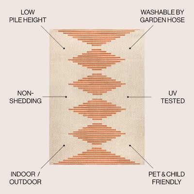 Moroccan Diamond Stripe 5' x 8' Beige/Orange Synthetic Area Rug