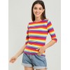 INSPIRE CHIC Women's Elbow Sleeves Boat Slim Fit Casual Stripe Animal Print Multi Floral Pattern T-Shirt - 4 of 4