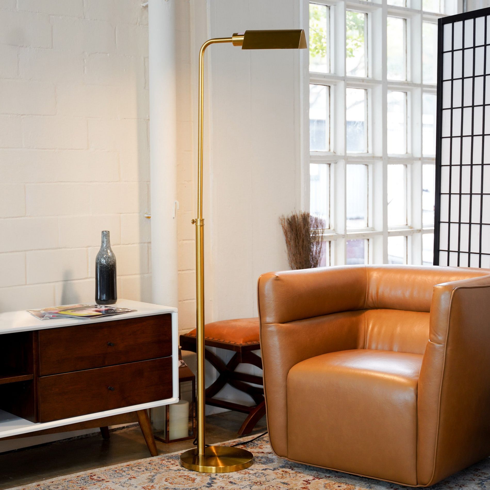 GDFStudio Salta Modern Floor Lamp with Slim Tall Design, Gold