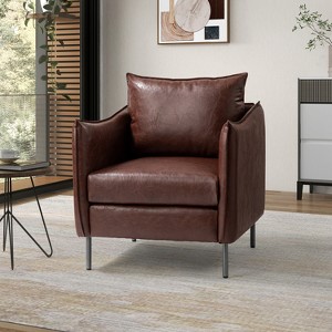 Felix Upholstery Livingroom Vegan Leather Armchair with Metal Legs | KARAT HOME - 1 of 4